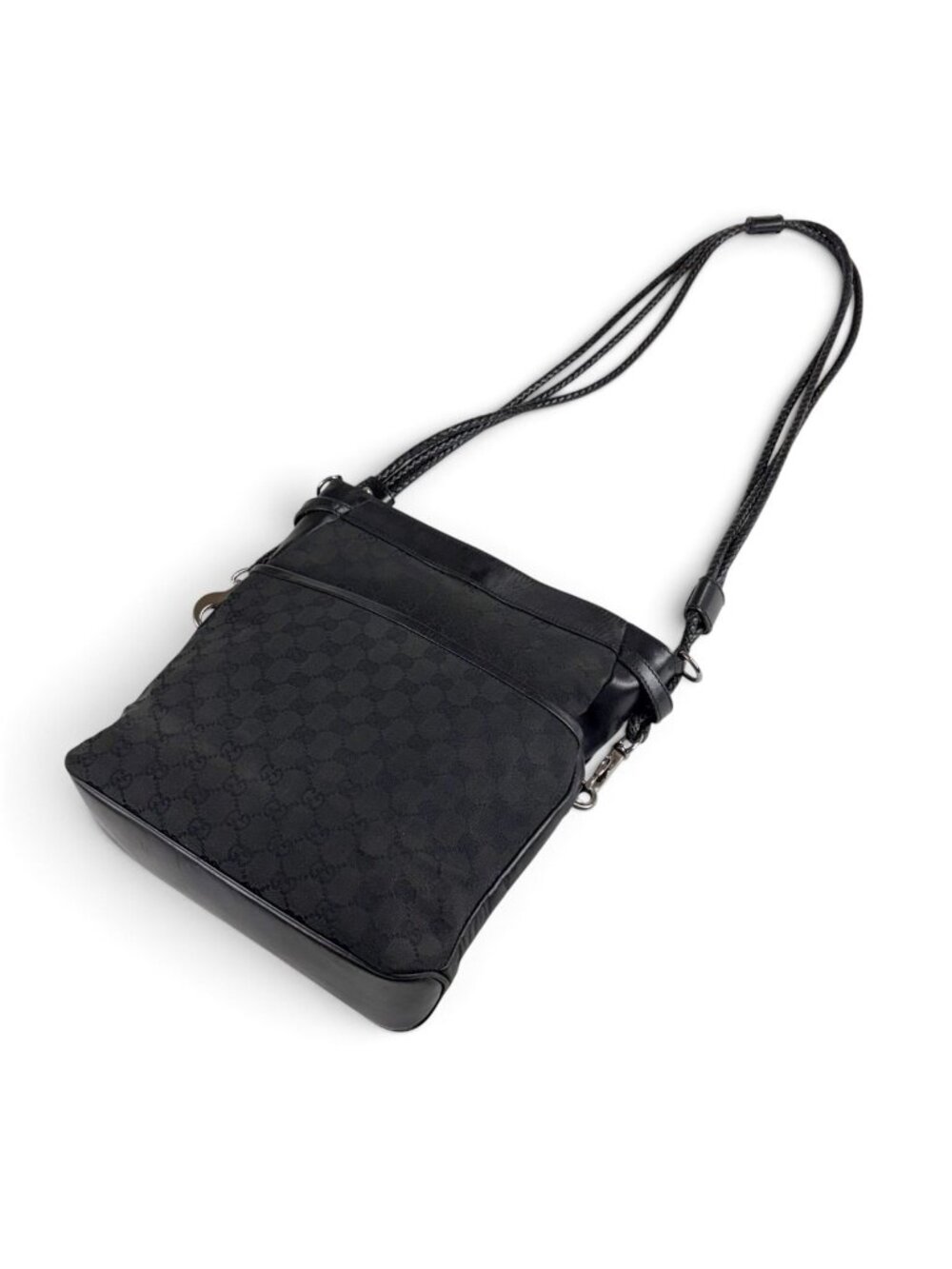 Gucci GG Canvas Shoulder Bag Black Hobo